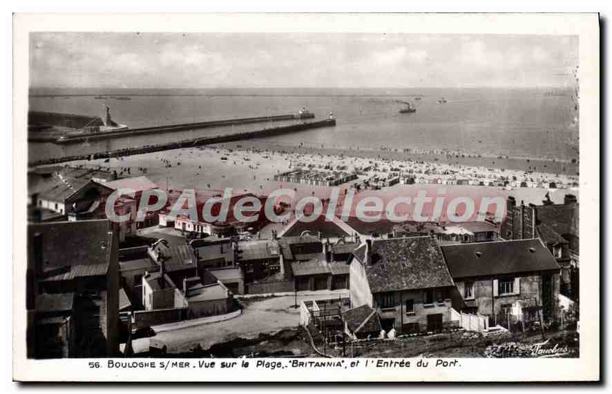 Boulogne-sur-Mer — Uitzicht op de Strand, het 'Britannia' en de Ingang van het Haven — Edities Faucon