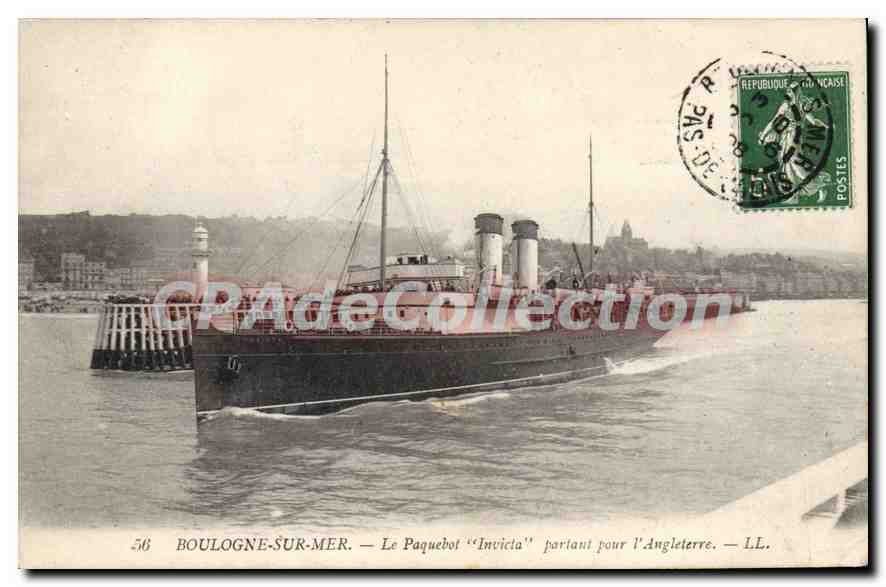 Boulogne-sur-Mer — Le paquebot 'Invicta' partant pour l'Angleterre — LL. n°56