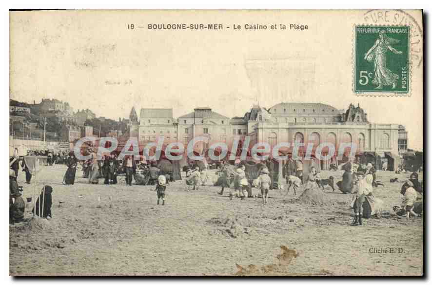 Boulogne-sur-Mer — Il Casinò e la Spiaggia — Cliché B. D. n°19