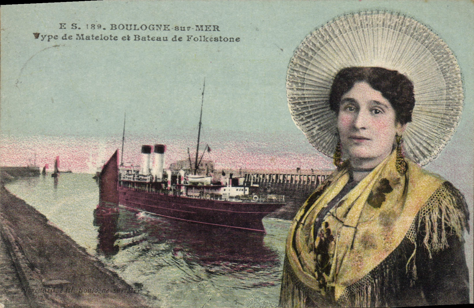 Boulogne-sur-Mer — Type de Matelote et Bateau de Folkestone — Éditeur : L. Bonnotard & Cie