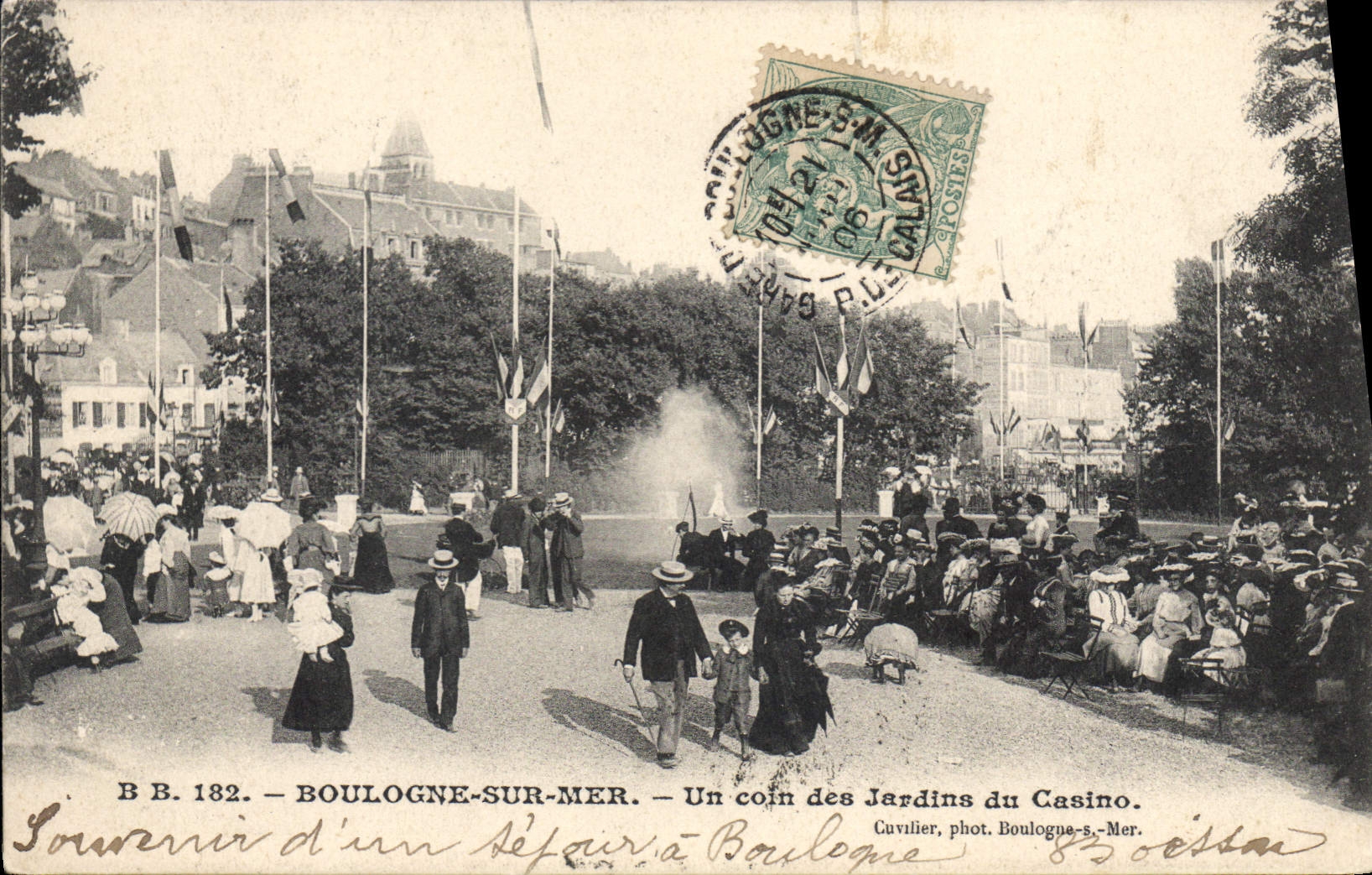 Boulogne-sur-Mer — Un coin des Jardins du Casino — Cuvilier, phot. Boulogne-s.-Mer, n° B.B. 182