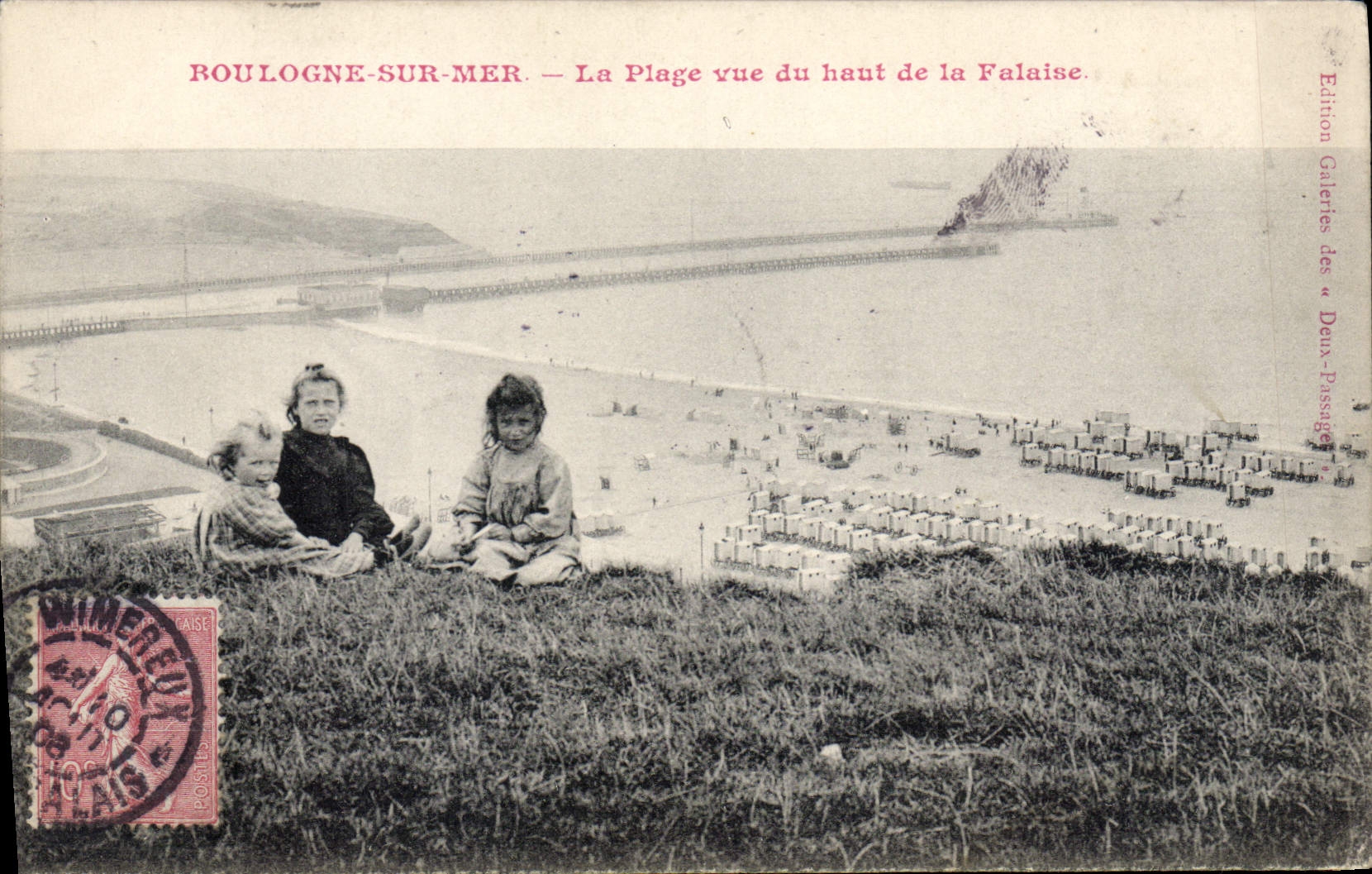 ROULOGNE-SUR-MER — La Plage vue du haut de la Falaise — Edition Galeries des « Deux-Passage »