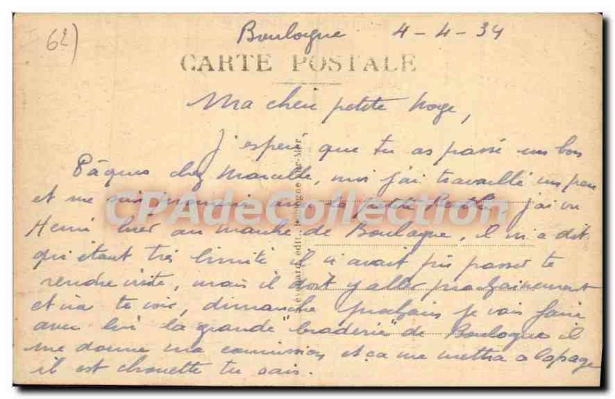 CPA Boulogne sur Mer Tableau de Tattegrain l'an 633 arriva au port de Boulogne un vaisseau sans mate — Reverso
