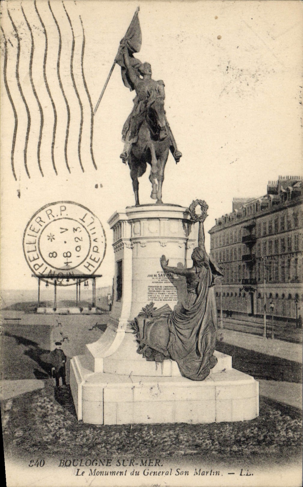 Boulogne-sur-Mer — Il Monumento del Generale San Martin — L.L. — Montpellier R.P. 20.8.1908