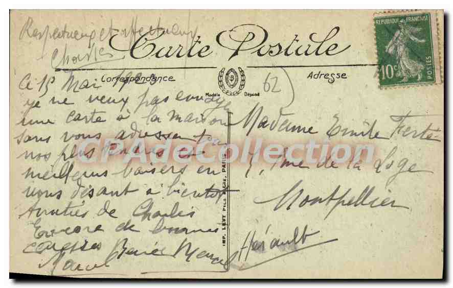 Boulogne-sur-Mer — Il Monumento del Generale San Martin — L.L. — Montpellier R.P. 20.8.1908 — Verso