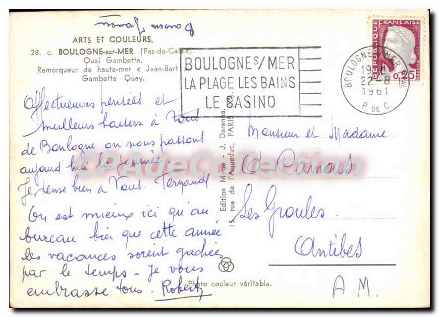 Boulogne-sur-Mer — Quai Gambetta — Remorqueur Jean-Bart — Édition J. Darenne — Reverso