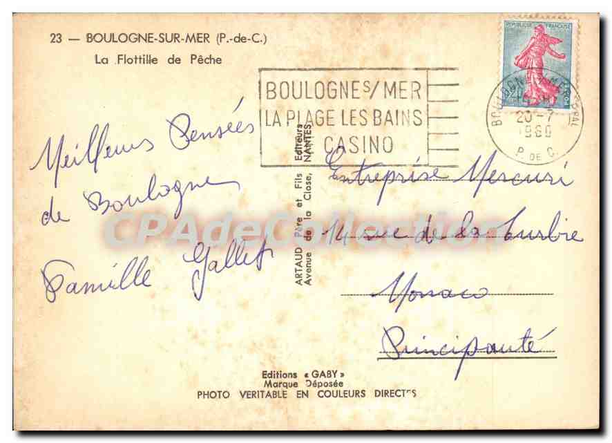 La Flottille de Pêche — Boulogne-sur-Mer — Éditions Gaby — Verso