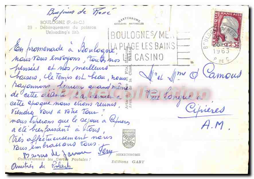 Débarquement du poisson à Boulogne-sur-Mer — Gaby, Éditions Gaby — Verso