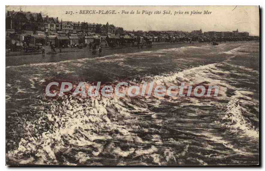 Berck-Plage — Vue de la Plage côté Sud, prise en pleine Mer — n° 217