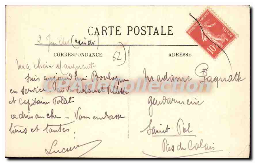 Boulogne-sur-Mer — Le Pont Marguet et l'Hôtel des Postes — H. C. — Verso