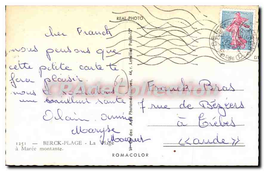 CPA Berck Plage la plage à Maree montante  — Rückseite