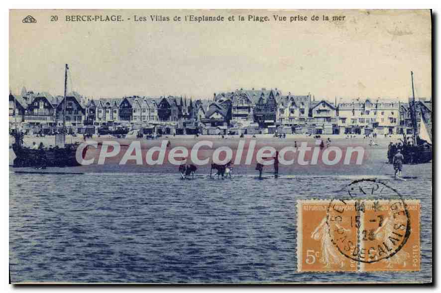 Berck-Plage - Les Villas de l'Esplanade et la Plage, Vue prise de la mer