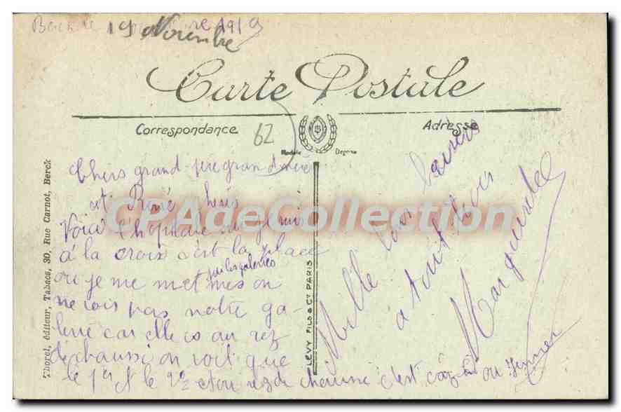 CPA Berck Plage l'hopital Maritime de la Ville de Paris tres joli Etablissement et type le plus parf — Verso