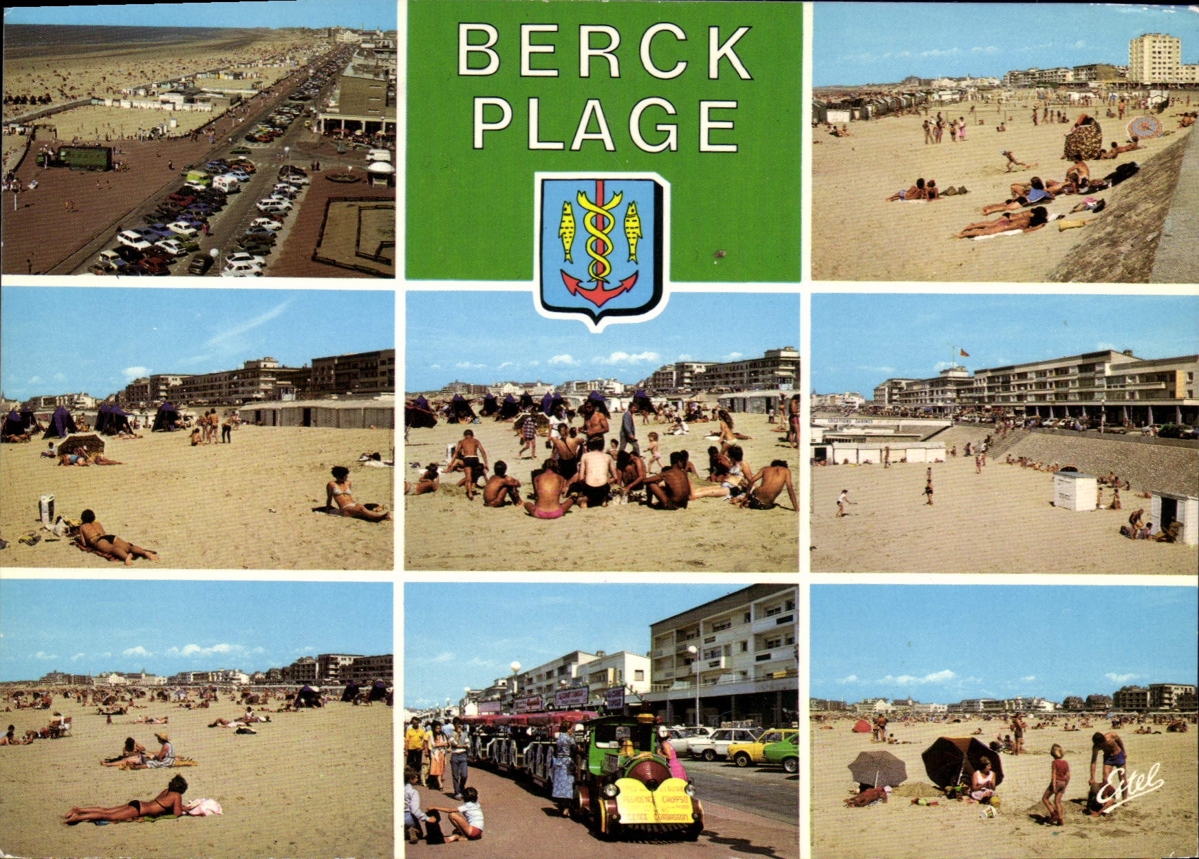 Berck-Plage — vue panoramique et divers aspects de la plage — Éditeur Estel, n° 1273 R