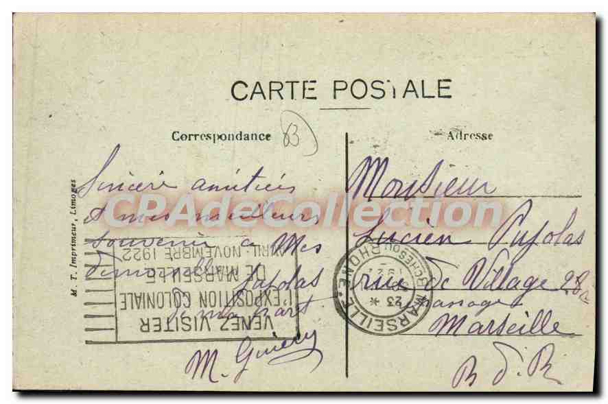 La Bourboule — Les Bords de la Dordogne — M.T. Imprimeur, Limoges — Achterkant