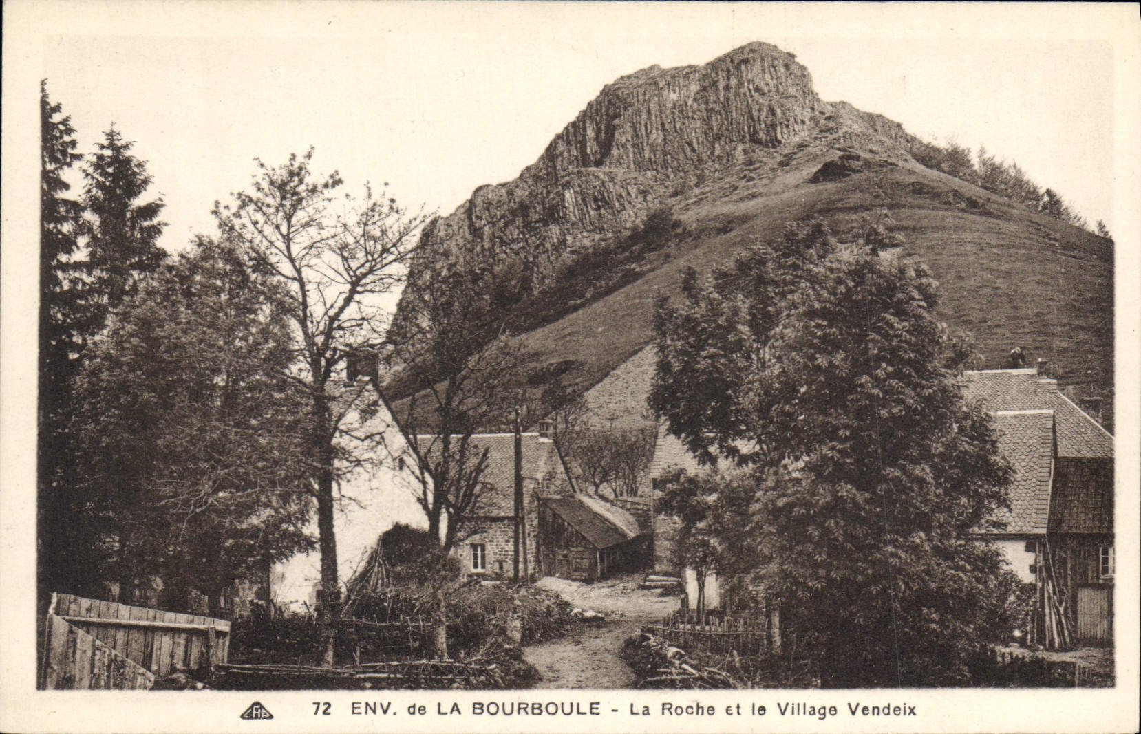 The Rock and the Village of Vendeix — Environs of La Bourboule — Cie des Arts Photomécaniques, Strasbourg