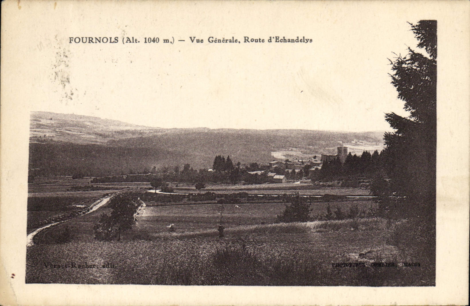 Fournols (Höhe 1040 m.) — Allgemeiner Blick, Route d'Echandelys — Vernat-Racher, Verlag / Foto Omerler, Mâcon