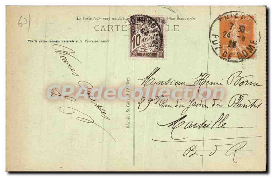 CPA Thiers P de D Le Chateau du Piroux Maison du XV siecle  — Rückseite