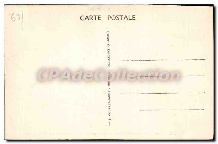 La Bourboule — Vue générale — Plateau de Charlannes — G. D'O. 1294 — Verso