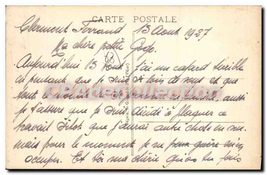 Clermont-Ferrand — Monument aux Morts de la Grande Guerre (1914-1918) — L'Auvergne Pittoresque, n°4097 — Verso