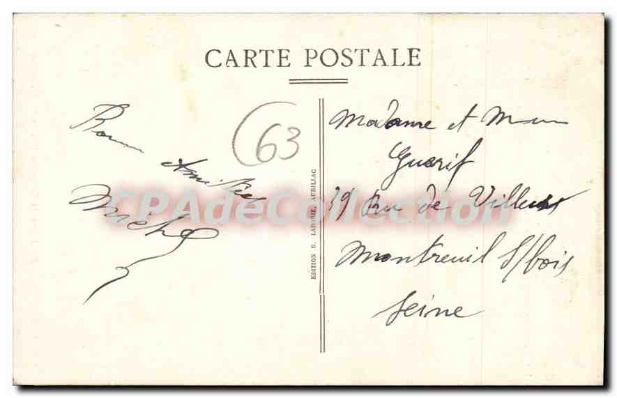 En Auvergne — 95. Dans le Chemin Creux — L'Attente — Édition E. Labrune, Vézillac — Verso