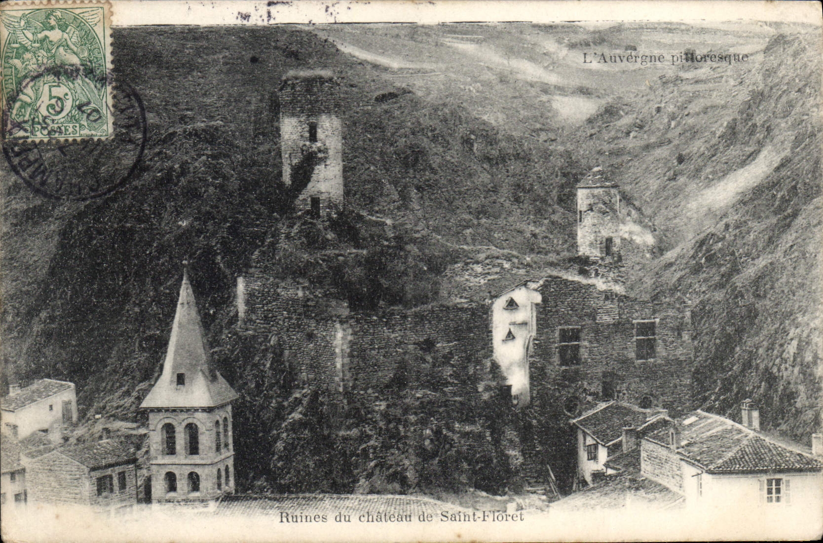 Ruins of Saint-Floret Castle — Picturesque Auvergne — unidentified publisher