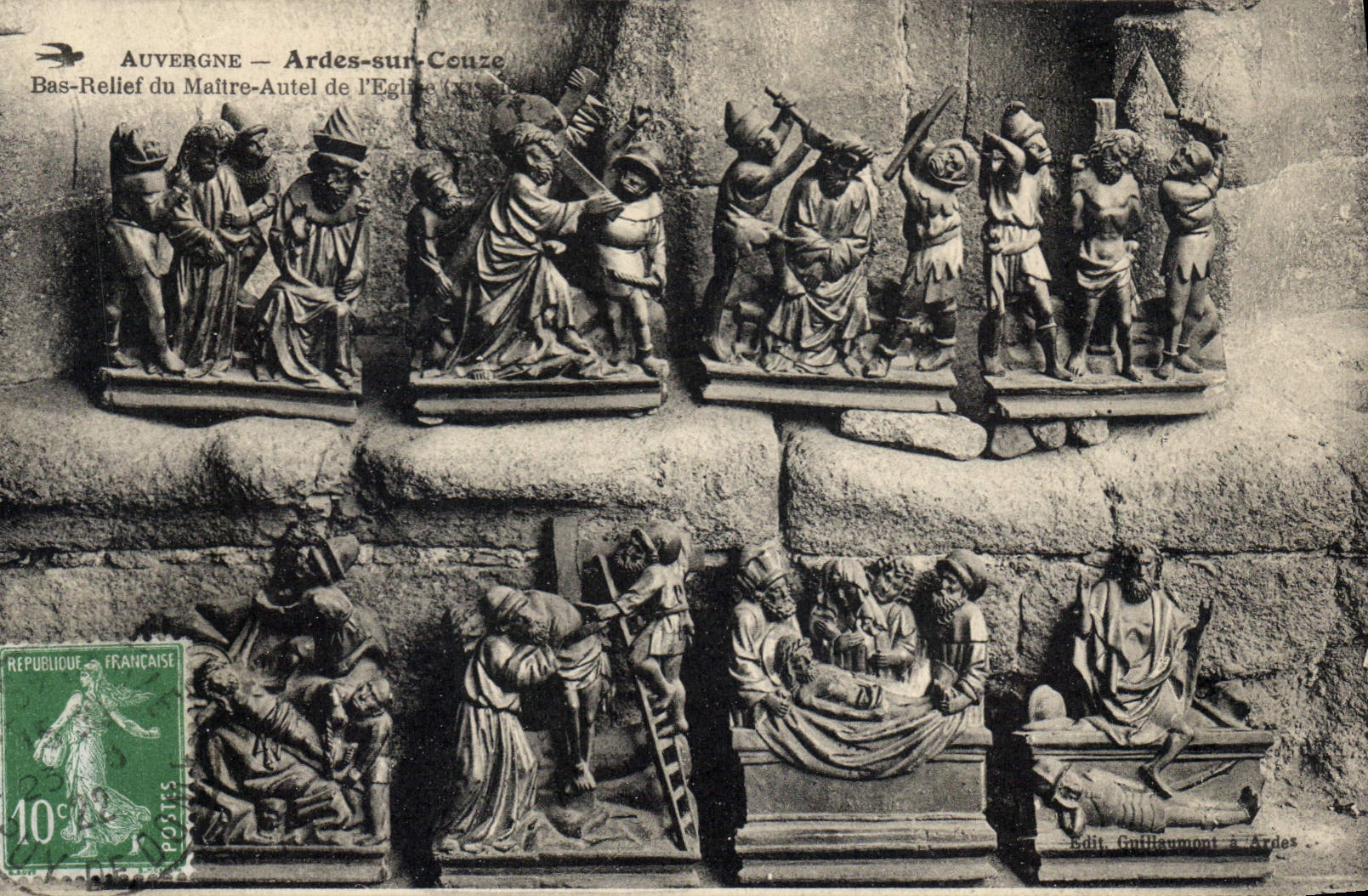 Auvergne — Ardes-sur-Couze — Bas-relief of the Altar of the Church
