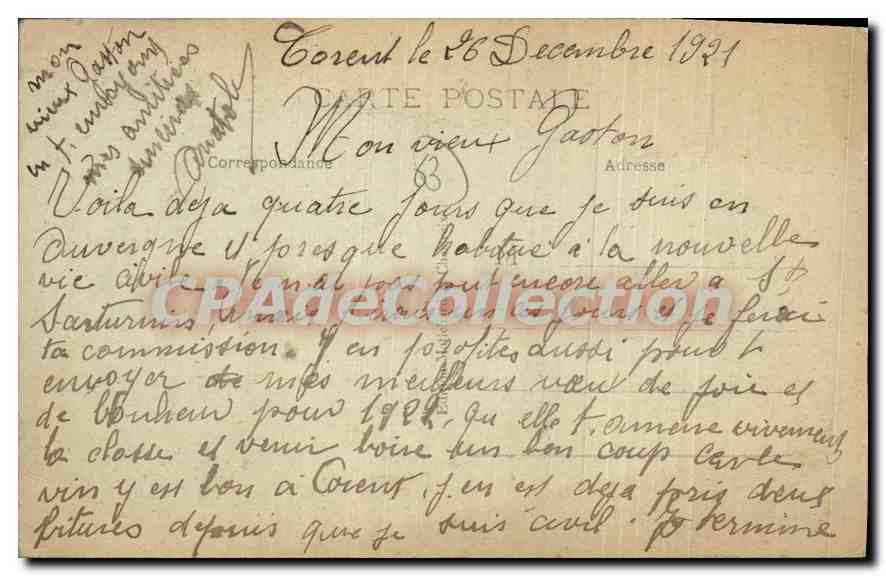 Jeune Auvergnate — Types et Costumes d'Auvergne — M. C., n°48 — Reverso