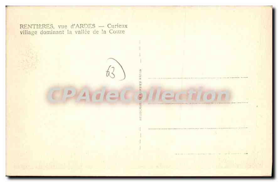 Rentières, View of Ardes — Curious Village Overlooking the Couze Valley — Back