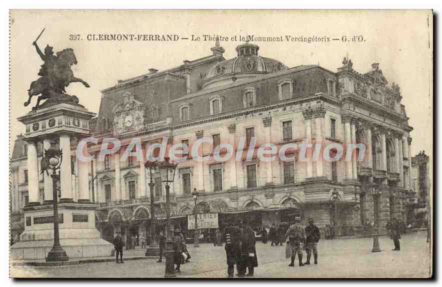 Clermont-Ferrand — Le Théâtre et le Monument Vercingétorix — G. d'O.