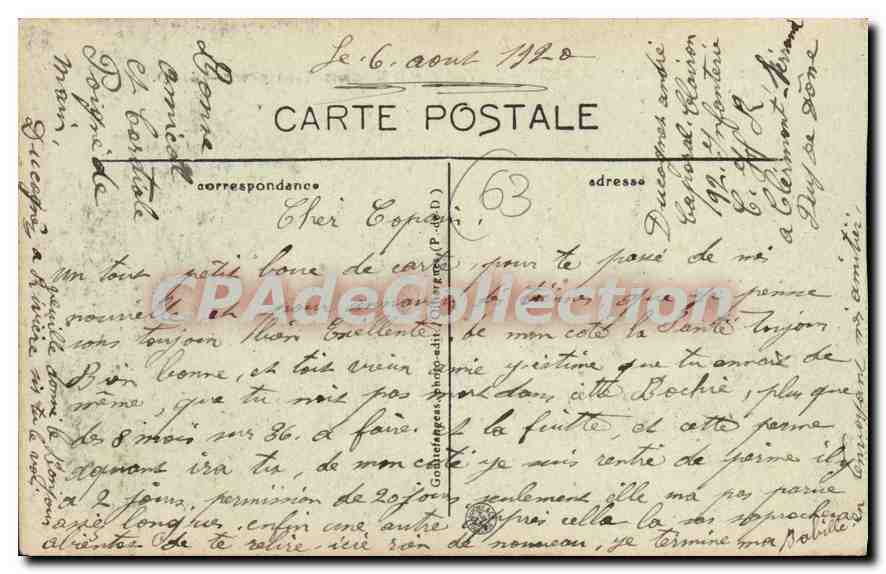 Clermont-Ferrand — Le Théâtre et le Monument Vercingétorix — G. d'O. — Achterkant