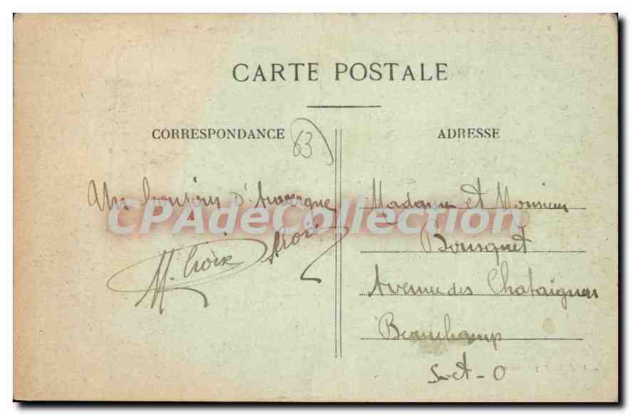 Auvergne — 720. Fournols — Kreuzung der Straßen von Fournols und Chambon — Pap. E. Boy, Amberf — Rückseite
