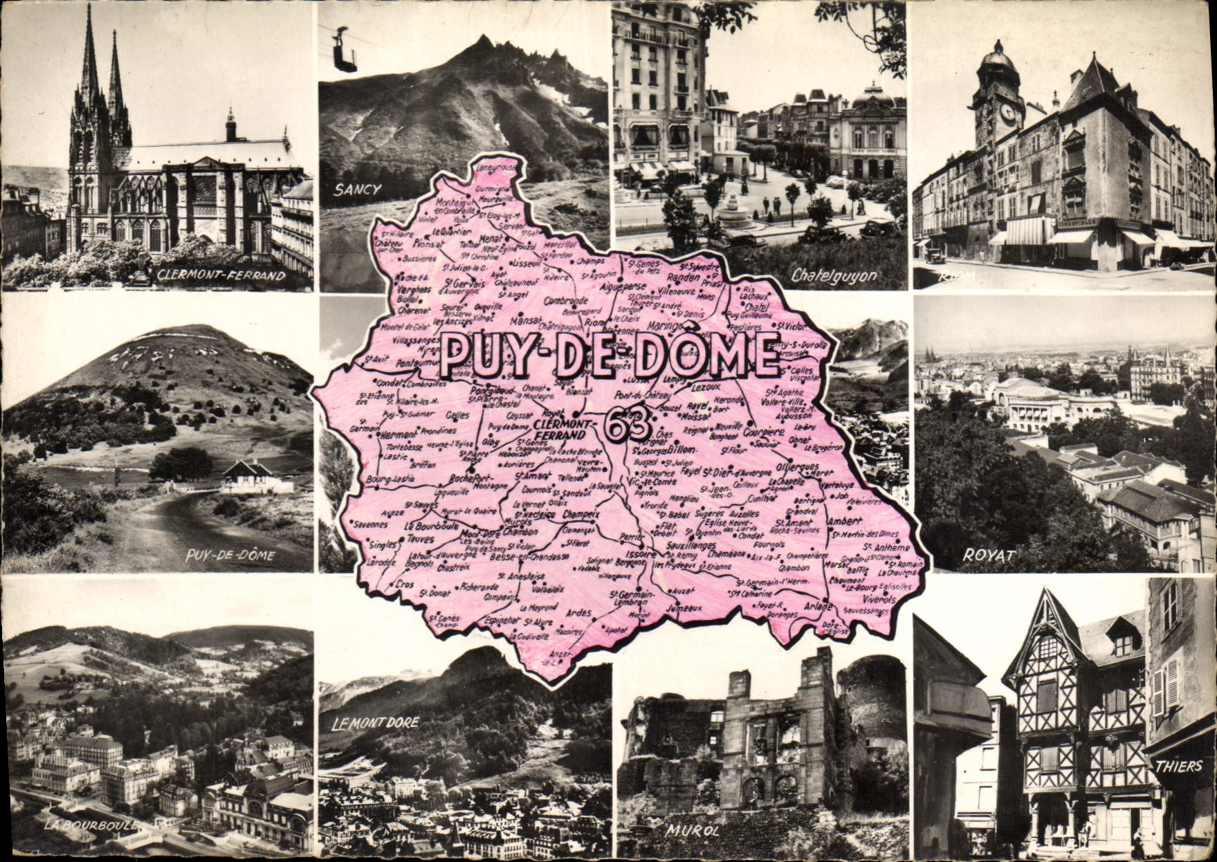 Puy-de-Dôme — Carte postale panoramique avec carte du département — éditeur C. des Arts Photométriques, Paris