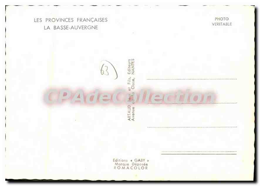 Niedere Auvergne — Vulkanisches Land — Editions Gaby, Nantes — Rückseite