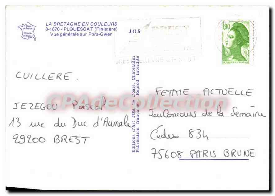 CPSM La Bretagne En Couleurs Plouescat Finistere Vue generale sur pors Gwen  — Rückseite