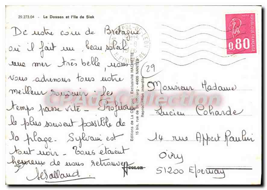 CPSM Le Dossen et L'Ile de Siek — Rückseite