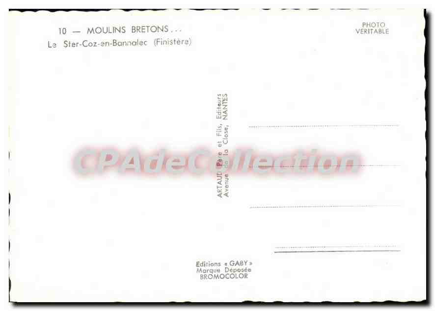 CPSM Moulins Bretons Le Ster Coz En Bannalec Finistere  — Rückseite