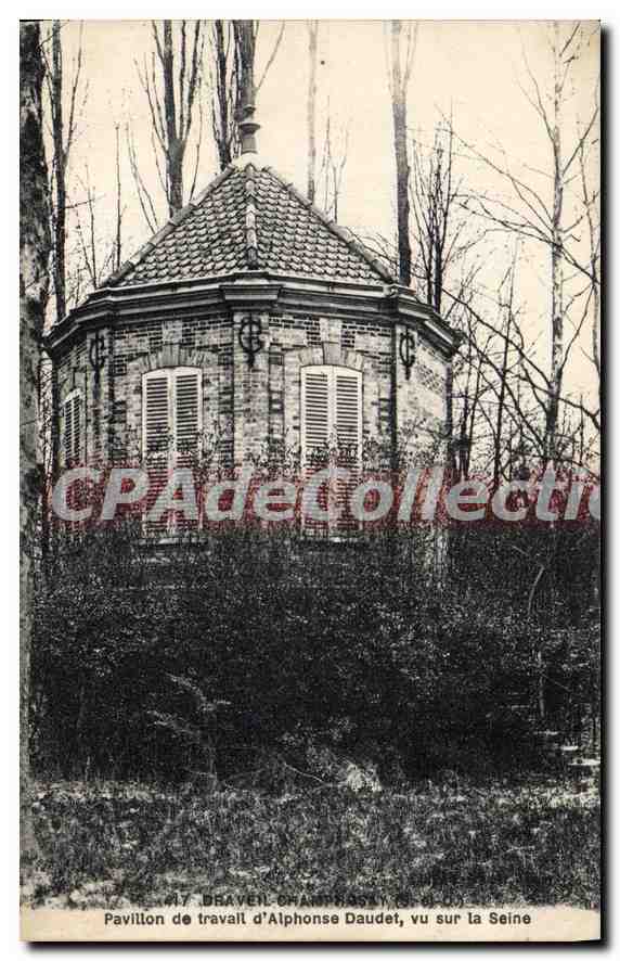 CPA DRAVEIL CHAMPROSAY Pavillon de travail d'Alphonse Daudet vu sur la Seine 