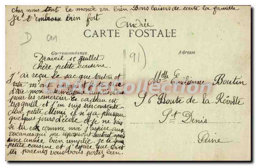 CPA DRAVEIL CHAMPROSAY Pavillon de travail d'Alphonse Daudet vu sur la Seine  — Back
