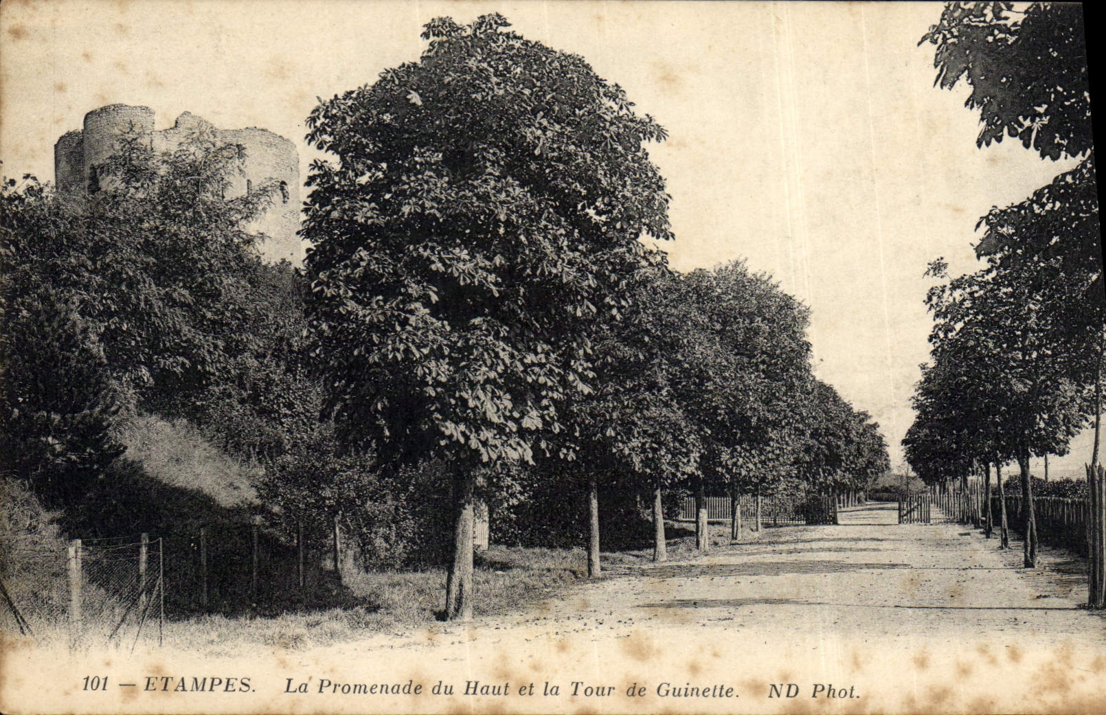 CPA Etampes la Promenade du Haut et la Tour de Guinette 