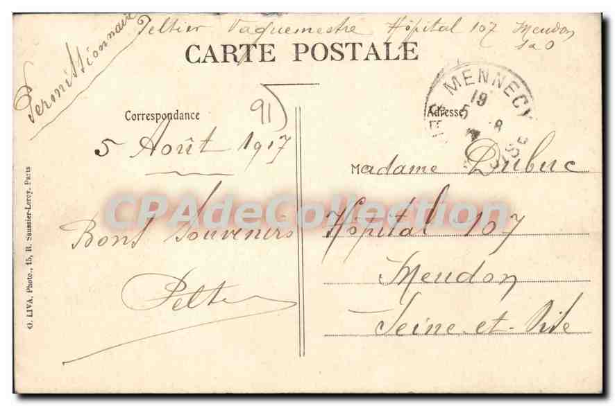CPA Mennecy S et O Propriete de Villeroy l'Avenue du Clocher  — Back