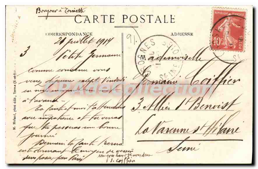 CPA Crosnes S et O l'Yerres au pont Henri  — Rückseite