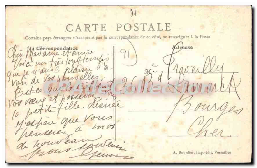 CPA palaiseau S et O l'Abreuvoir  — Rückseite