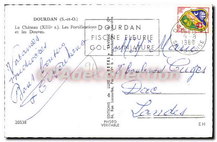 Château de Dourdan — Les Fortifications et les Douves — Éditions de Luxe Estel, n°20538 — Verso