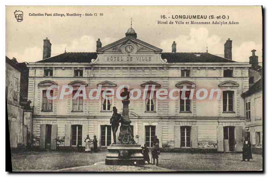 CPA Longjumeau S et O hotel de ville et monument Adolphe Adam 