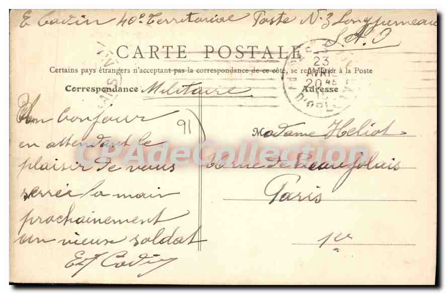 CPA Longjumeau S et O l'Yvette  — Rückseite