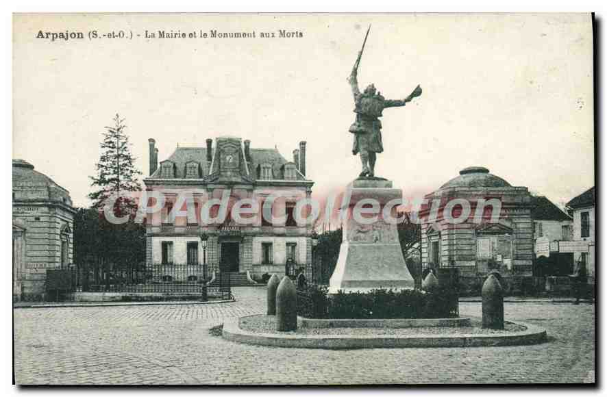 CPA Arpajon S et O la Mairie et le monument aux Morts