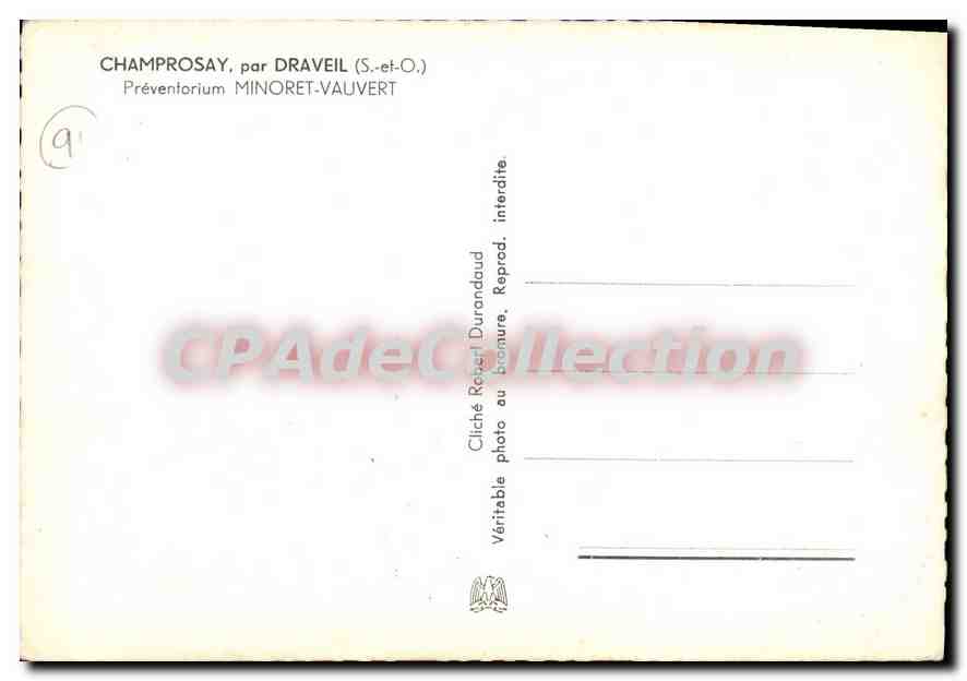 CPSM Champrosay par Draveil S et O Preventarium Minoret Vauvert  — Back