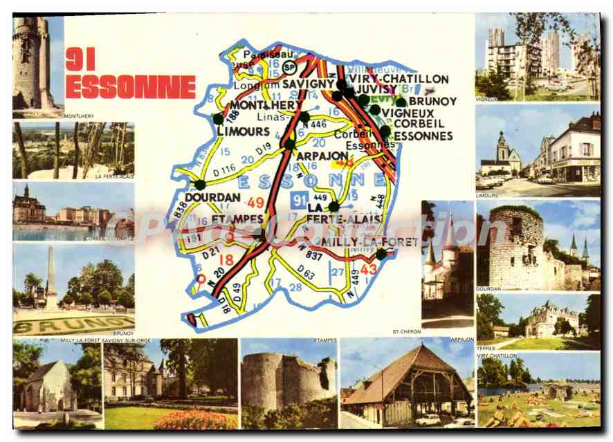 CPSM Essonne Vigneux Limours Dourdan Yerres Viry-Chatillon Arpajon Etampes Brunoy Milly-la-foret 