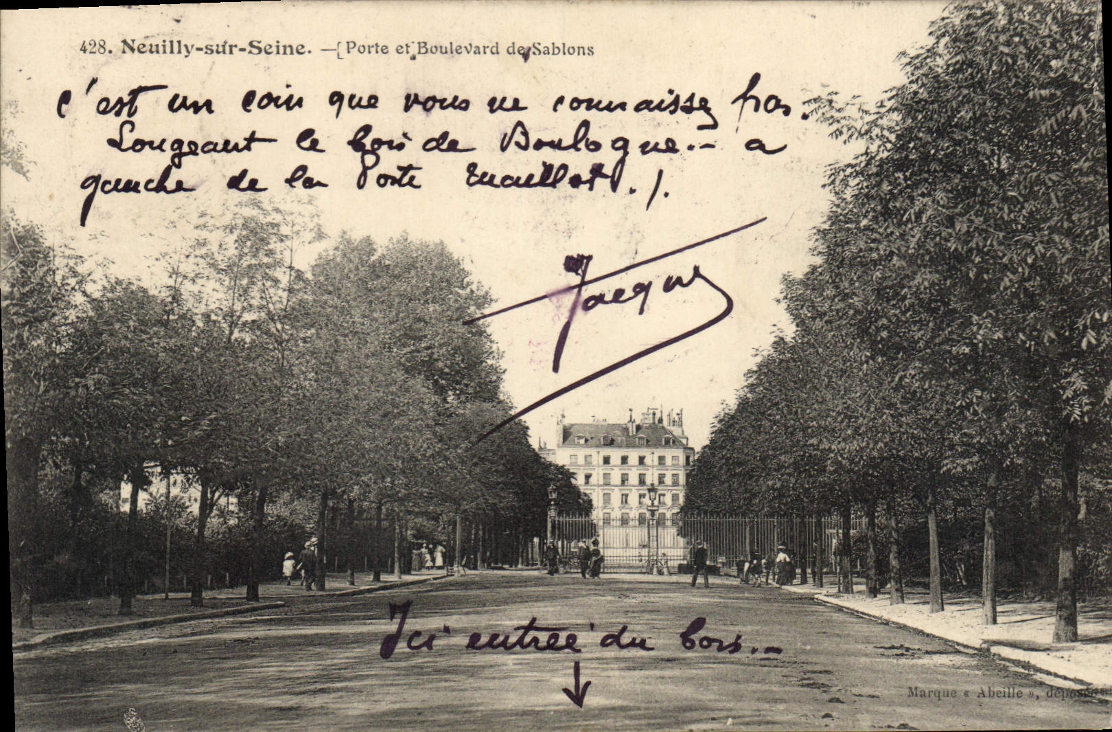 Neuilly-sur-Seine — Porte et Boulevard des Sablons — Marque « Abeille »